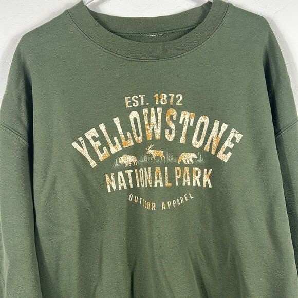 🔥🦌 Vintage YELLOWSTONE NATIONAL PARK Nature Crewneck Sweatshirt Unisex Sz XL - Picture 2 of 7